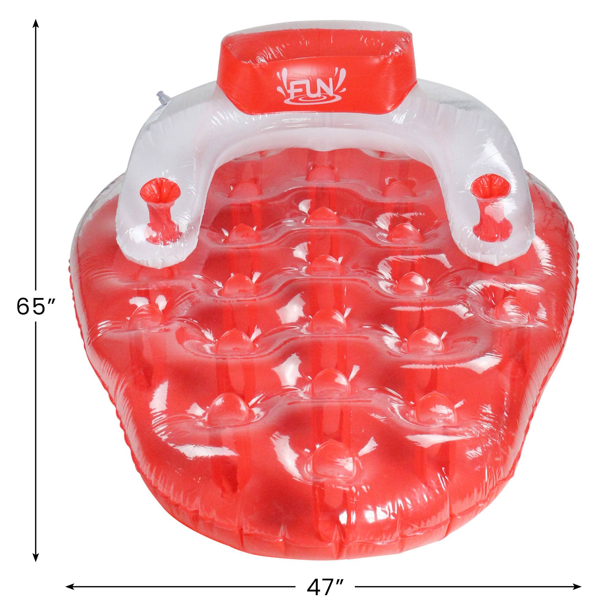 Pool Central® 65" Red & White Inflatable Strawberry Pool Water Lounge Float